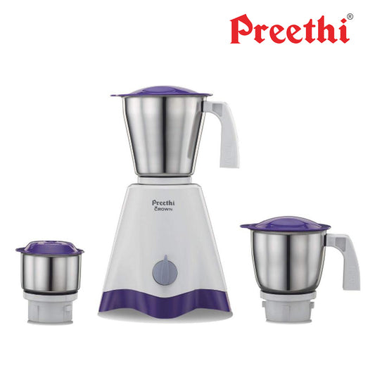 Preethi Crown 500-Watt Mixer Grinder (White/Purple)